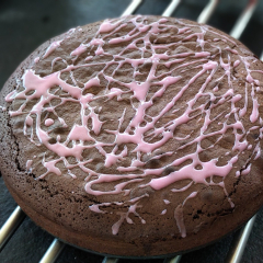Baked this crazy pink themed cake for a baby shower